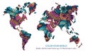 A world map of bright colors on a white background. Royalty Free Stock Photo